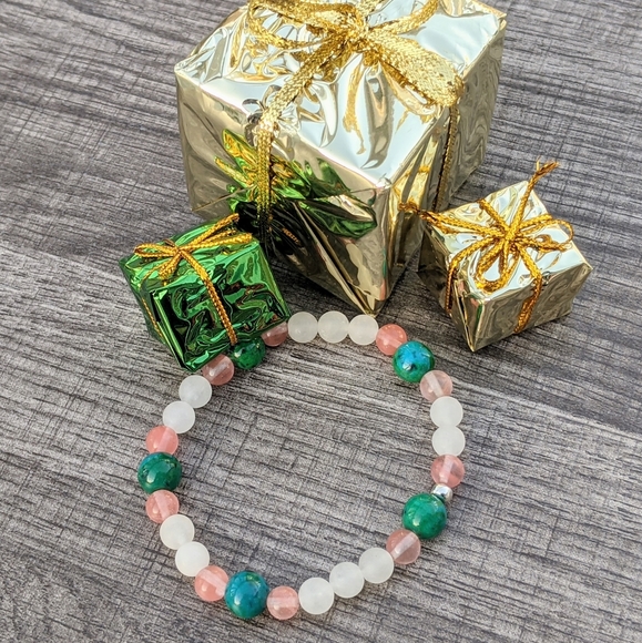 Quartz,Tourmaline & Chrysocolla Bracelet - Picture 2 of 6